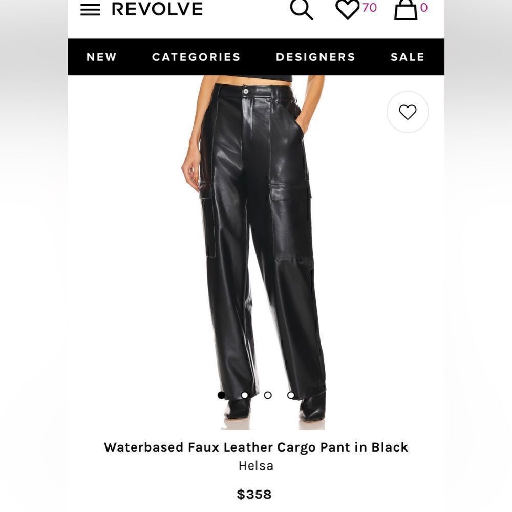 NEW Helsa Waterbased Faux Leather Cargo Pant in Black - Picture 9 of 13